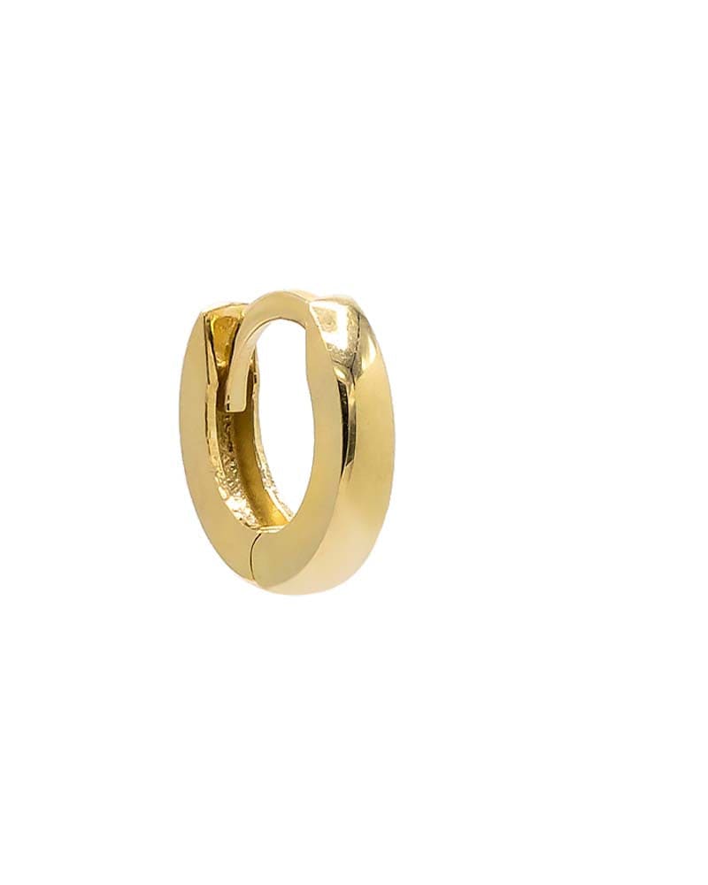 Front of a size One Size Tiny Wide Solid Huggie Earring 14K Gold One Size Single in 14K Gold by By Adina Eden. | dia_product_style_image_id:292447